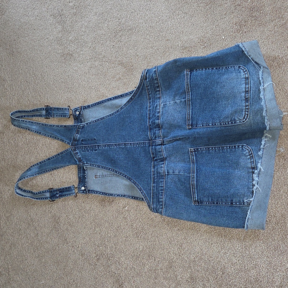 Distressed Denim Overalls Jrs. Sz. L - Picture 2 of 4